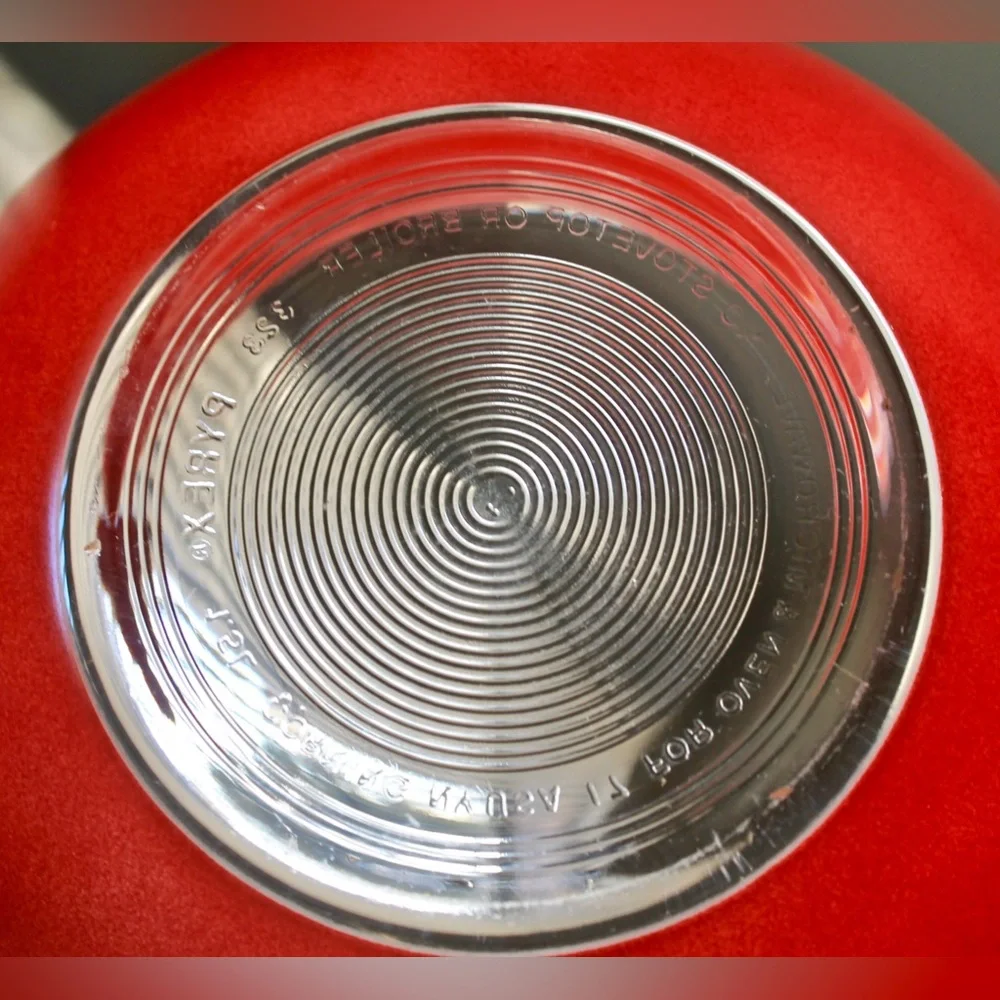 PYREX NESTING GLASS MIXING BOWL SET OF 3 VINTAGE RED 10,8,7 INCH
